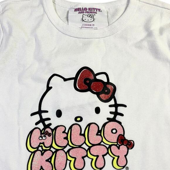 Hello Kitty x Forever 21 Glitter Graphic Baby Tee NWT - S - Picture 2 of 4